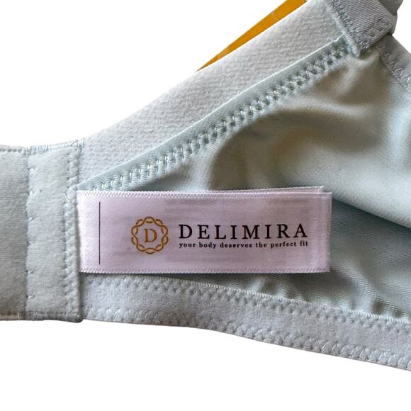 NWT Delimira Full Coverage Light Blue Bra 40C Underwire W681A Pastel Mesh - Picture 7 of 8